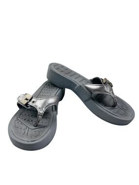 Dr. Scholl's Silver Cushioned Platform Lightweight Comfort Sandals Women's 10